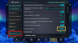2. Selecciona la categoría entre los símbolos del espejo y los controles para ir a la categoría "Interfaz de usuario" y haz clic en el botón resaltado por el círculo amarillo.