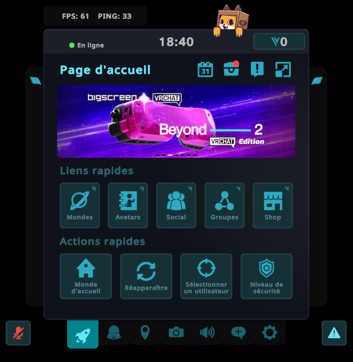 Menu rapide - VRChat Wiki