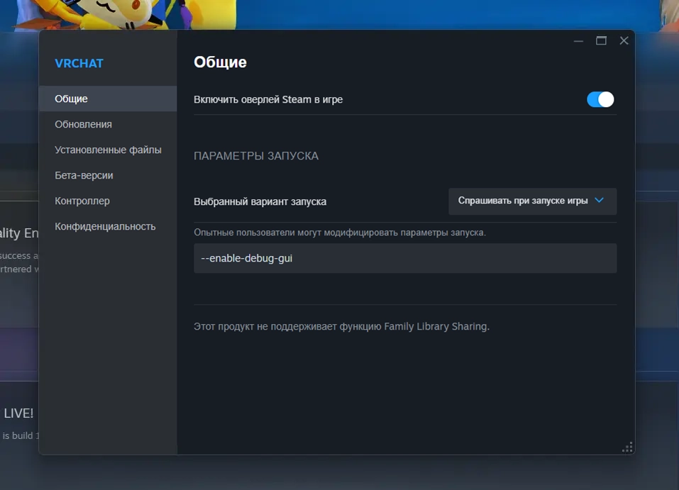 File:SteamDebugLaunchParam ru.webp - VRChat Wiki